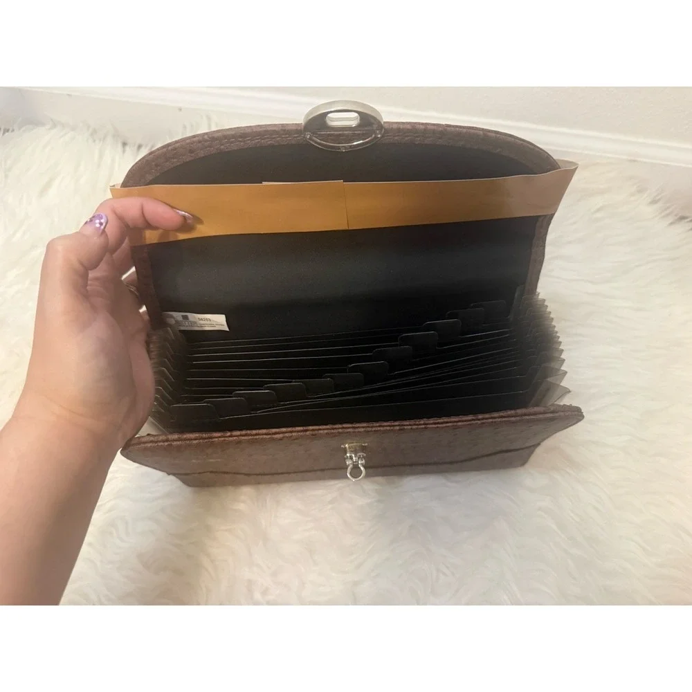 Better Office Products Clutch File 13 Pockets Check Size Brown Zippered Pocket